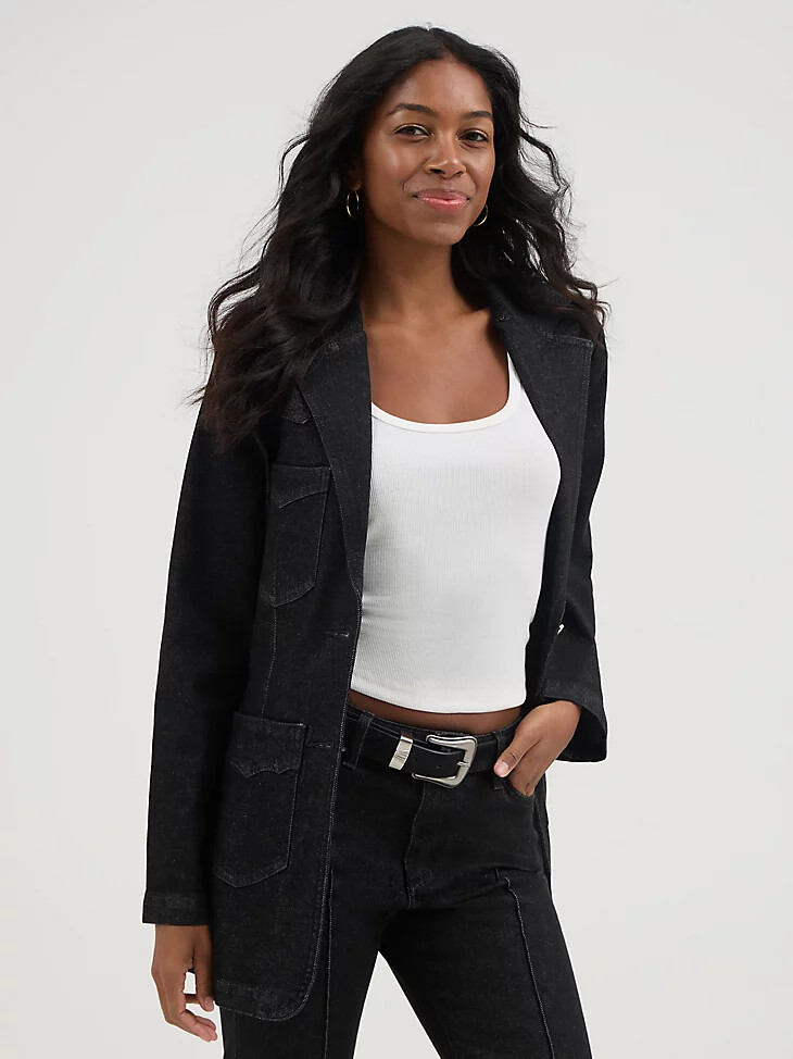 blazer ajustado negro wrangler x yellow rose by kendra scott