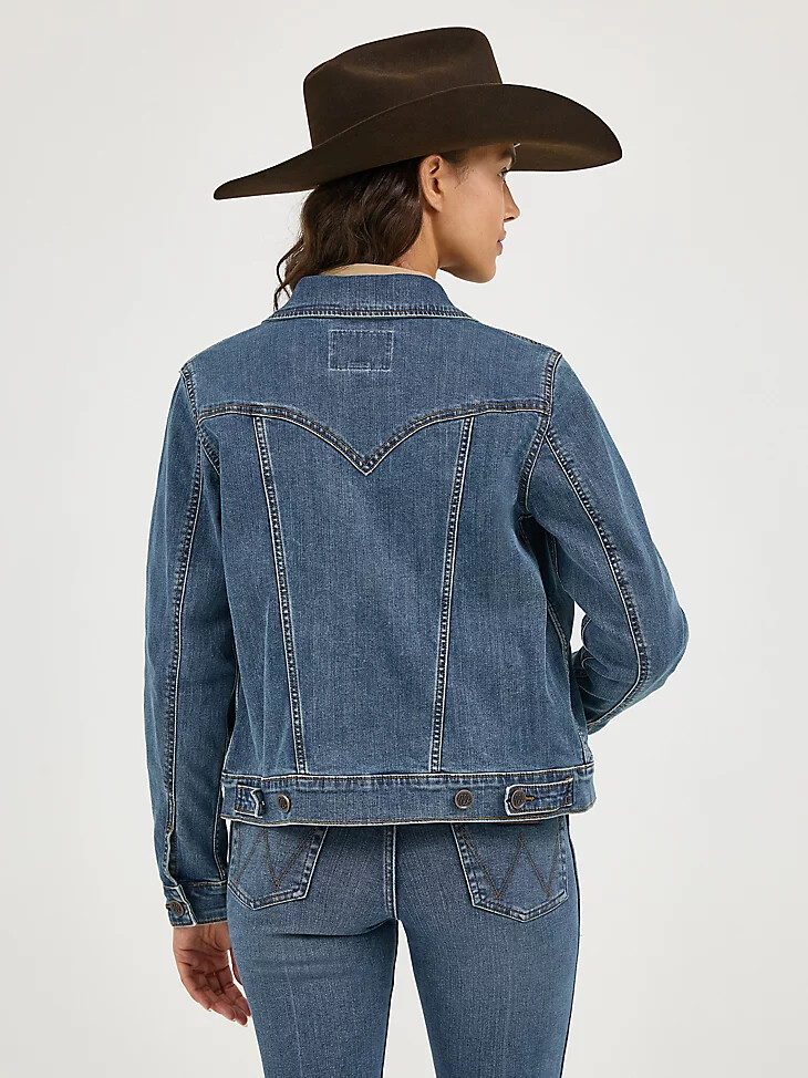 chaqueta vaquera de manga larga y corte clásico para mujer color vaquero oscuro