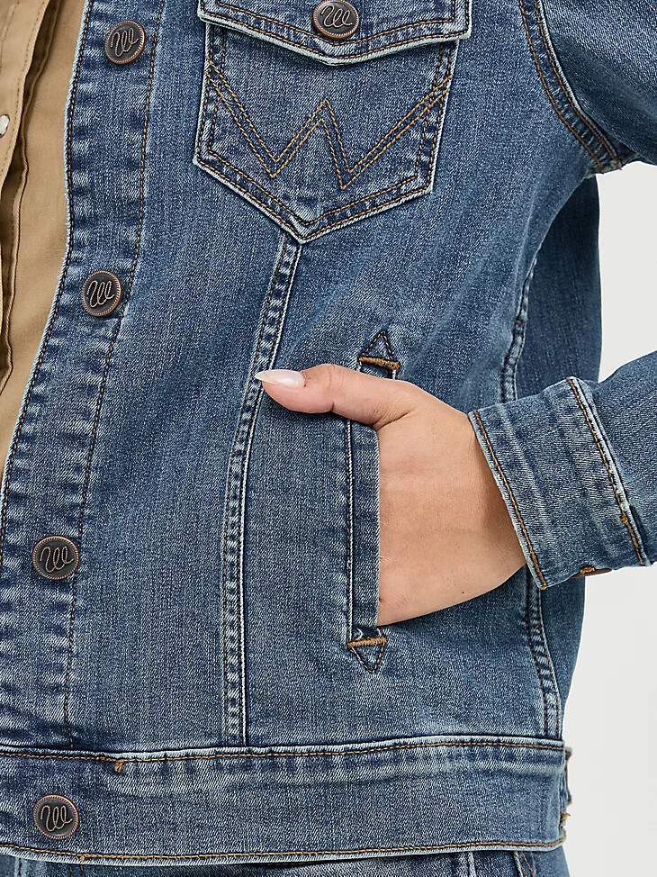 chaqueta vaquera de manga larga y corte clásico para mujer color vaquero oscuro