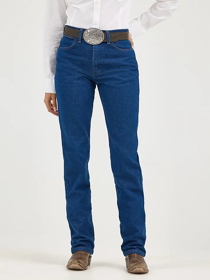 vaqueros wrangler cowboy cut de corte ajustado para mujer color índigo prelavado