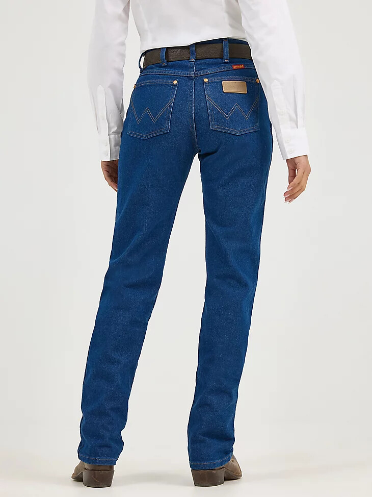 vaqueros wrangler cowboy cut de corte ajustado para mujer color índigo prelavado