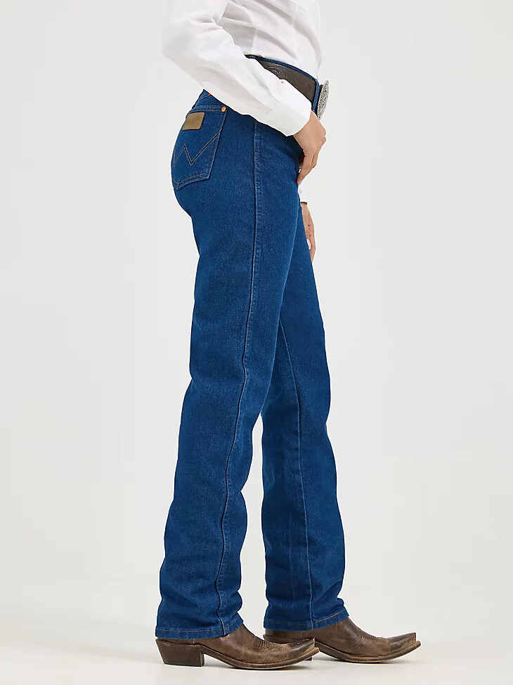 vaqueros wrangler cowboy cut de corte ajustado para mujer color índigo prelavado
