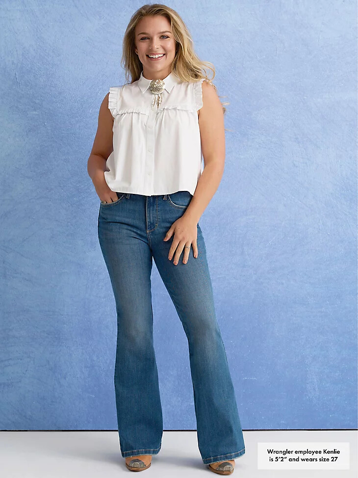 vaqueros acampanados de tiro alto wrangler bespoke para mujer lily