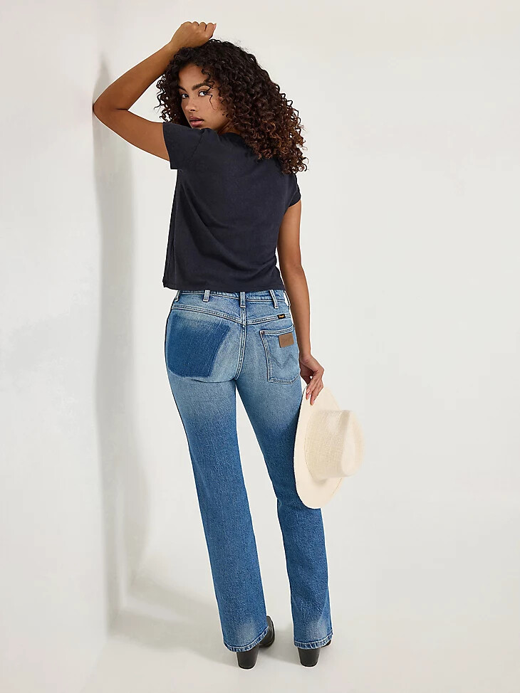 vaqueros wrancher shadow pocket para mujer denim sucio