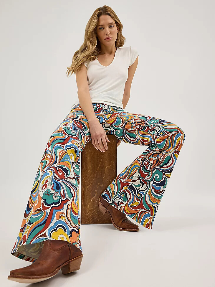 jean acampanado estampado para mujer latigo print