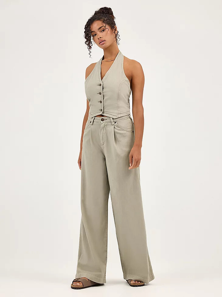 pantalón plisado para mujer