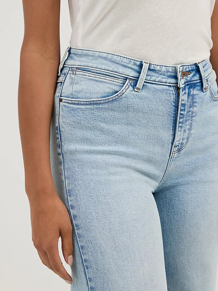 vaqueros de tiro alto y pierna ancha para mujer oasis