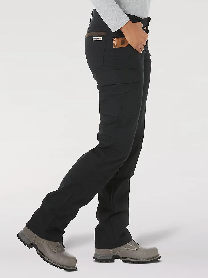 pantalón cargo ajustado ripstop ranger de wrangler riggs workwear para mujer color negro