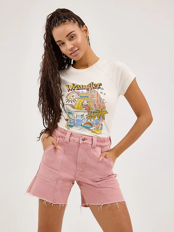 pantalón corto de carpintero de tiro alto para mujer sunset