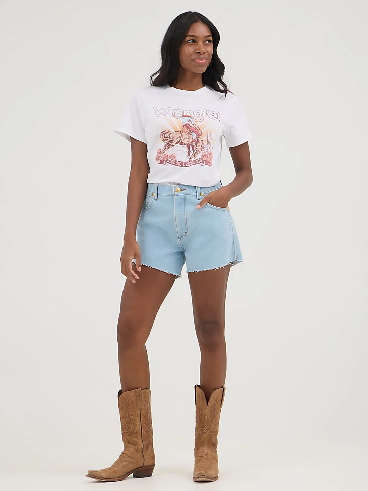 pantalones cortos lavados prairie de wrangler x yellow rose de kendra scott