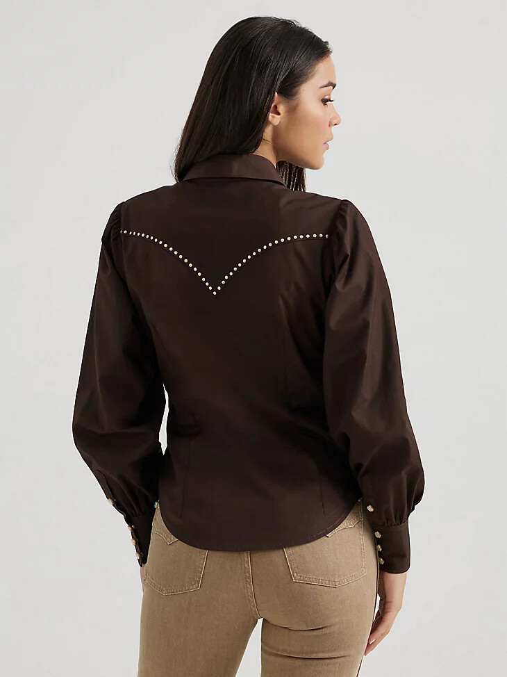 camisa rodeo wrangler x yellow rose by kendra scott en color negro topo