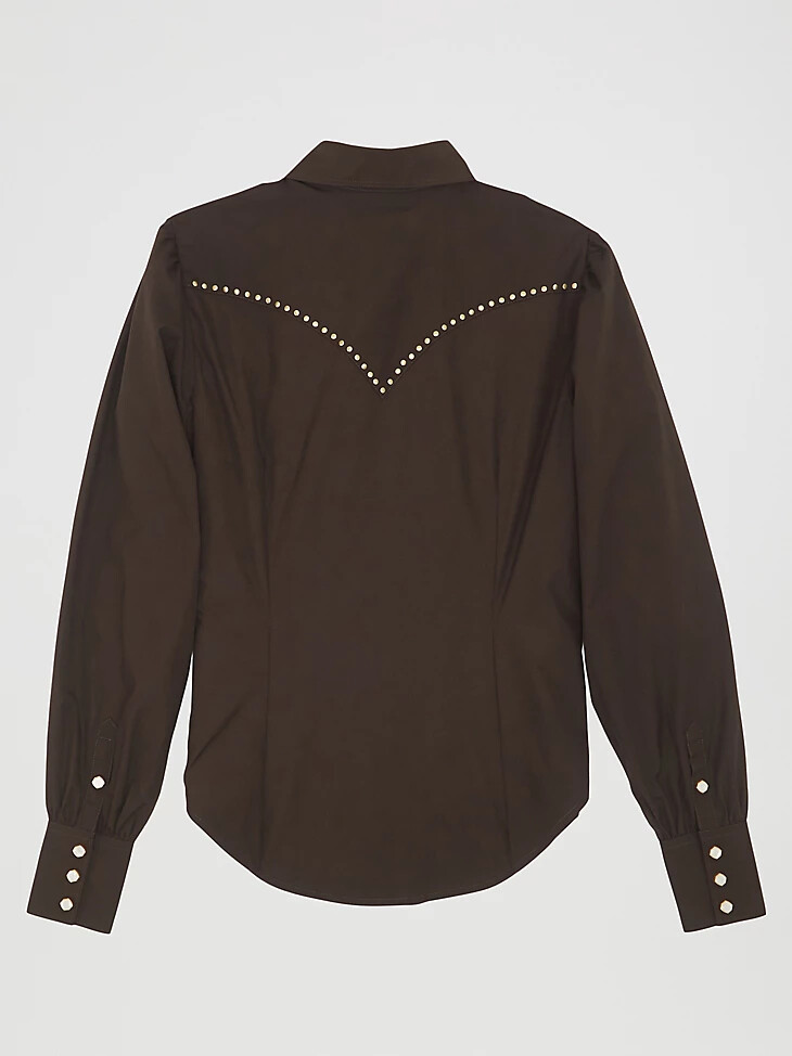 camisa rodeo wrangler x yellow rose by kendra scott en color negro topo