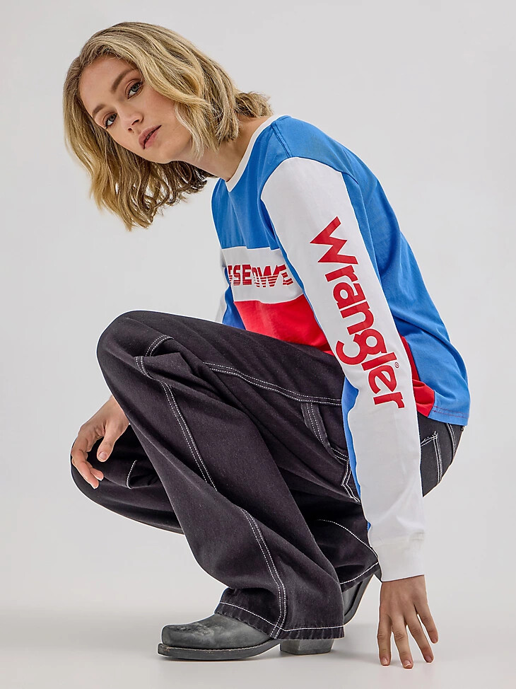camiseta con bloques de color para mujer wrangler x hot wheels multicolor