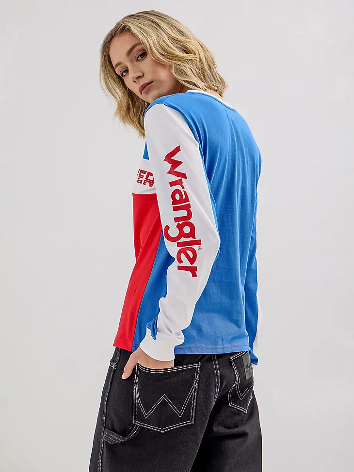 camiseta con bloques de color para mujer wrangler x hot wheels multicolor