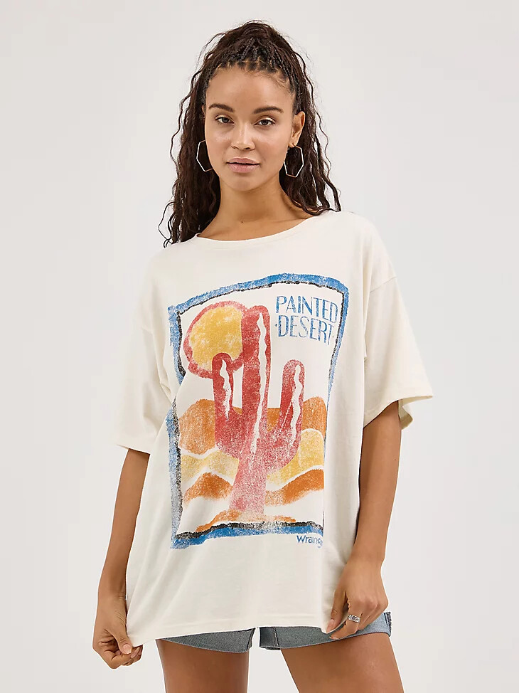 camiseta desértica extragrande para mujer en blanco susurro