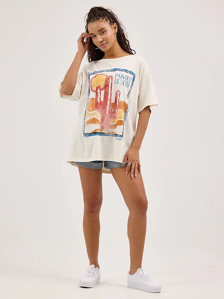 camiseta desértica extragrande para mujer en blanco susurro