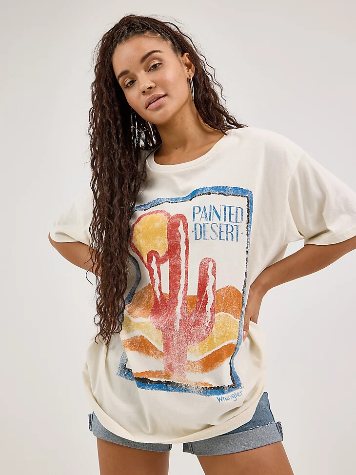 camiseta desértica extragrande para mujer en blanco susurro