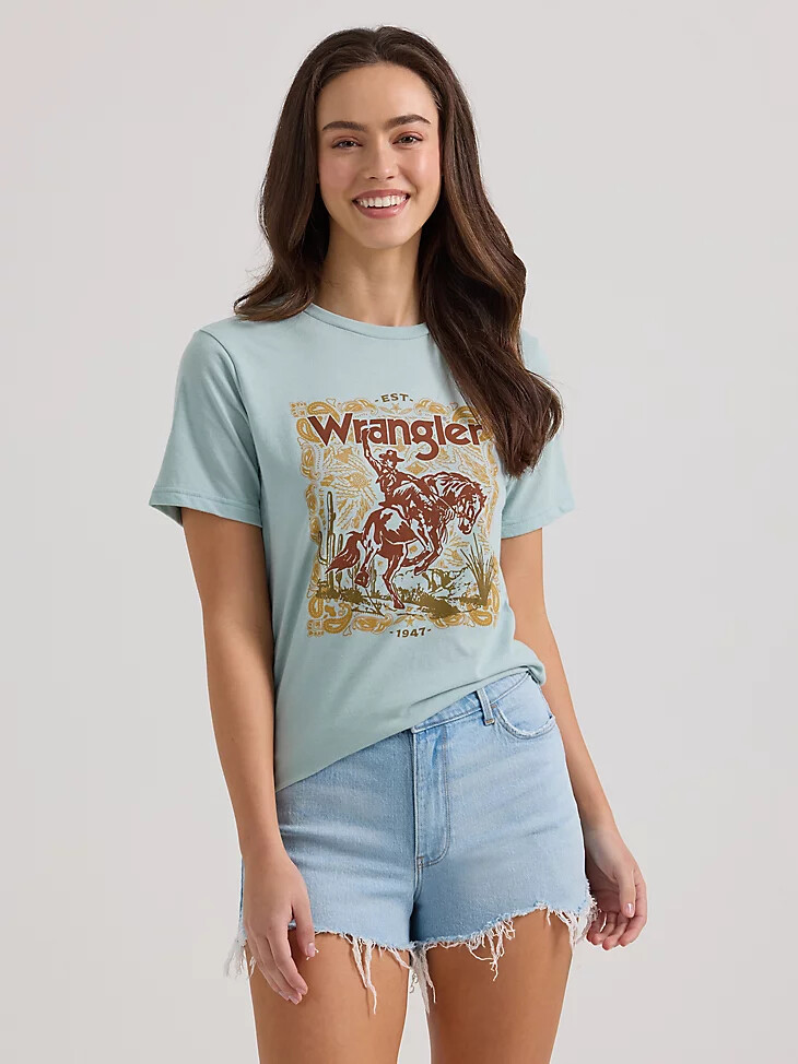 camiseta bucking bronco para mujer gris niebla