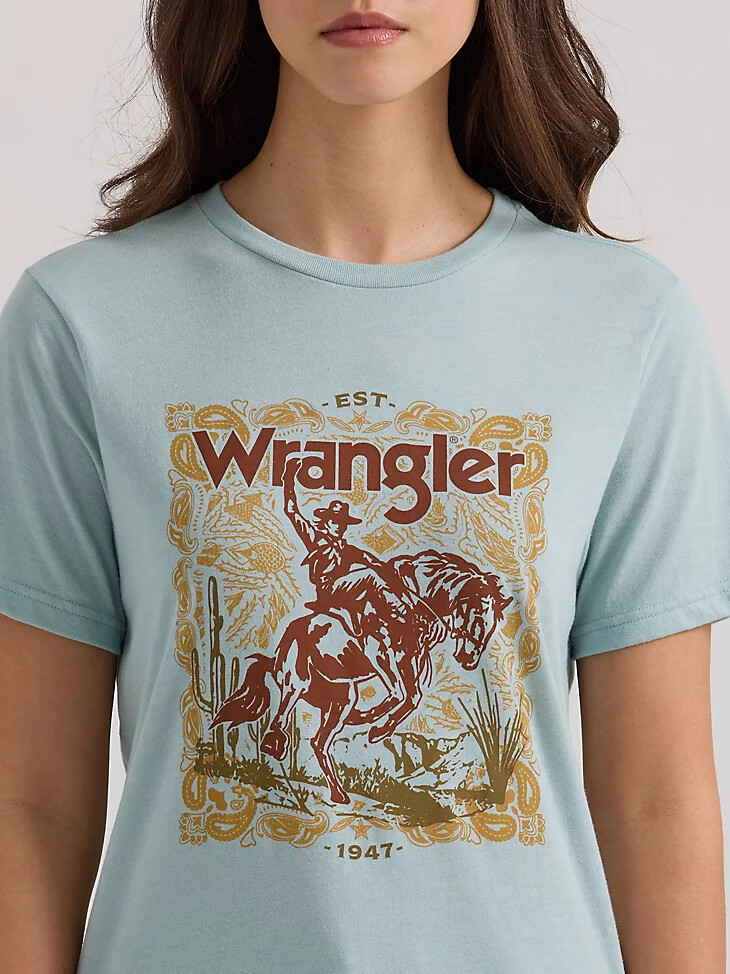 camiseta bucking bronco para mujer gris niebla