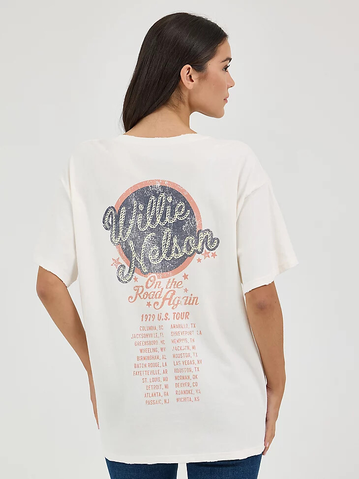 camiseta de banda extragrande wrangler willie nelson para mujer color malvavisco