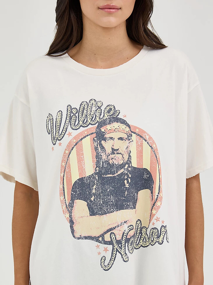 camiseta de banda extragrande wrangler willie nelson para mujer color malvavisco