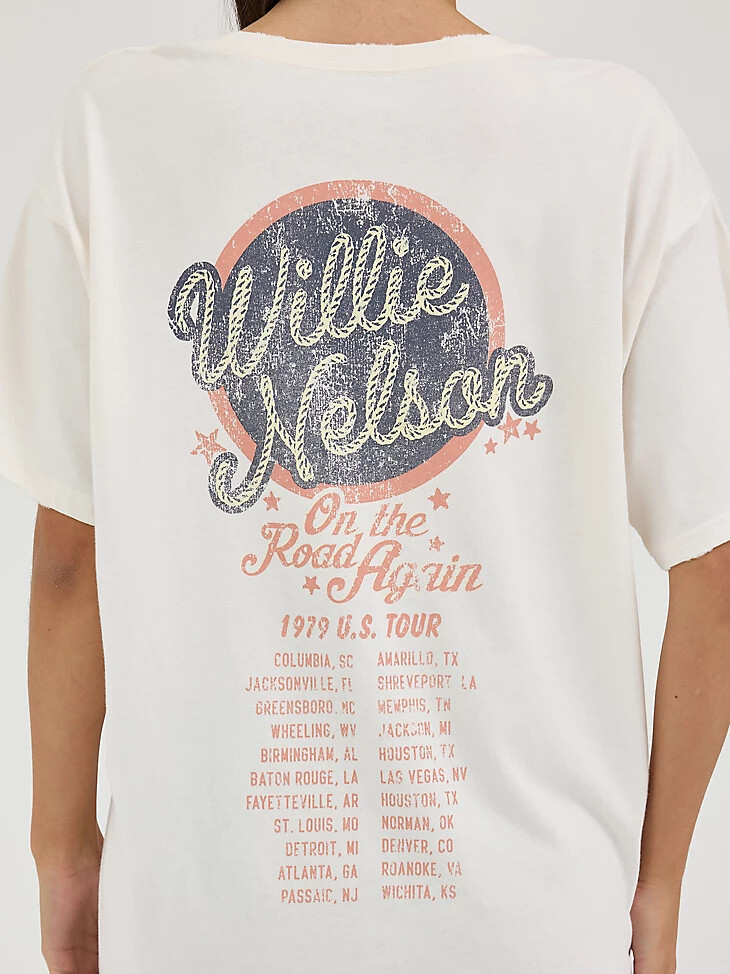 camiseta de banda extragrande wrangler willie nelson para mujer color malvavisco