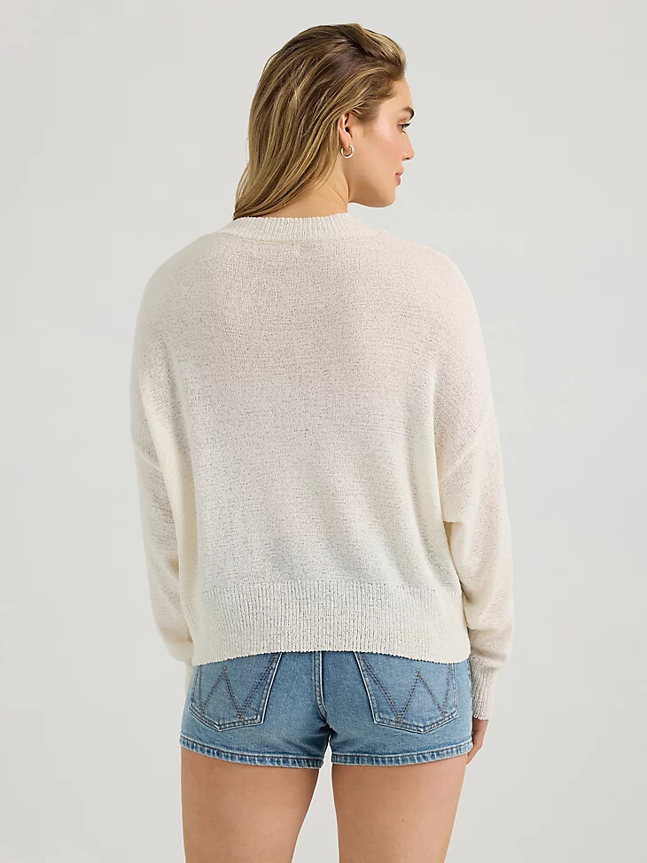 suéter de punto vaporoso wrangler para mujer blanco antiguo