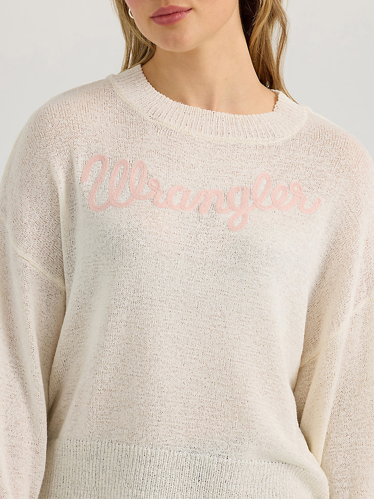 suéter de punto vaporoso wrangler para mujer blanco antiguo