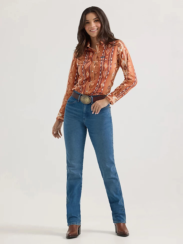 camisa clásica estilo western con broches checotah para mujer fiery checotah