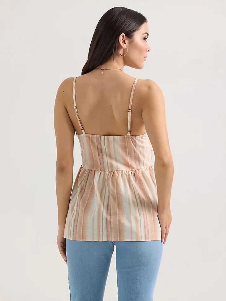 camiseta sin mangas peplum con broches frontales wrangler para mujer color arena