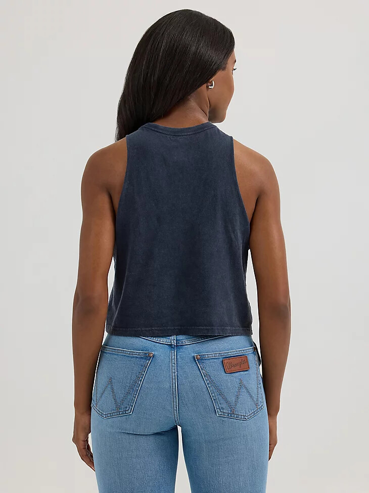 camiseta sin mangas con gráfico de festival wrangler para mujer color negro y águila