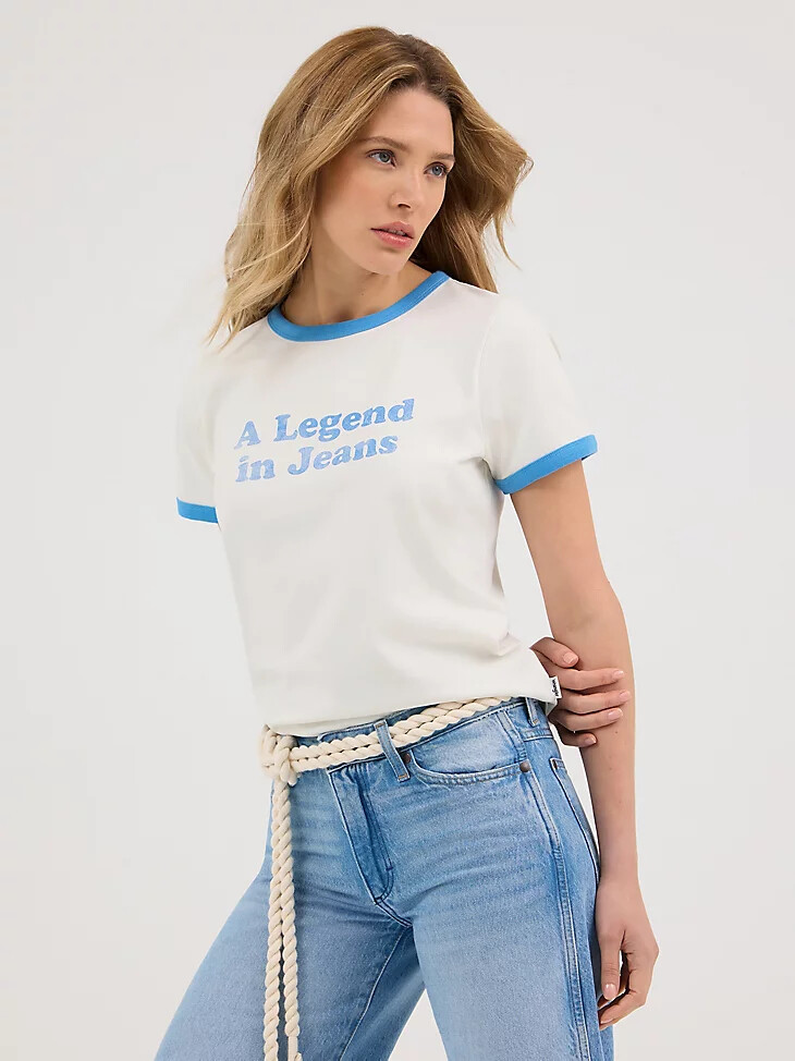 camiseta gráfica legend para mujer color blanco vintage