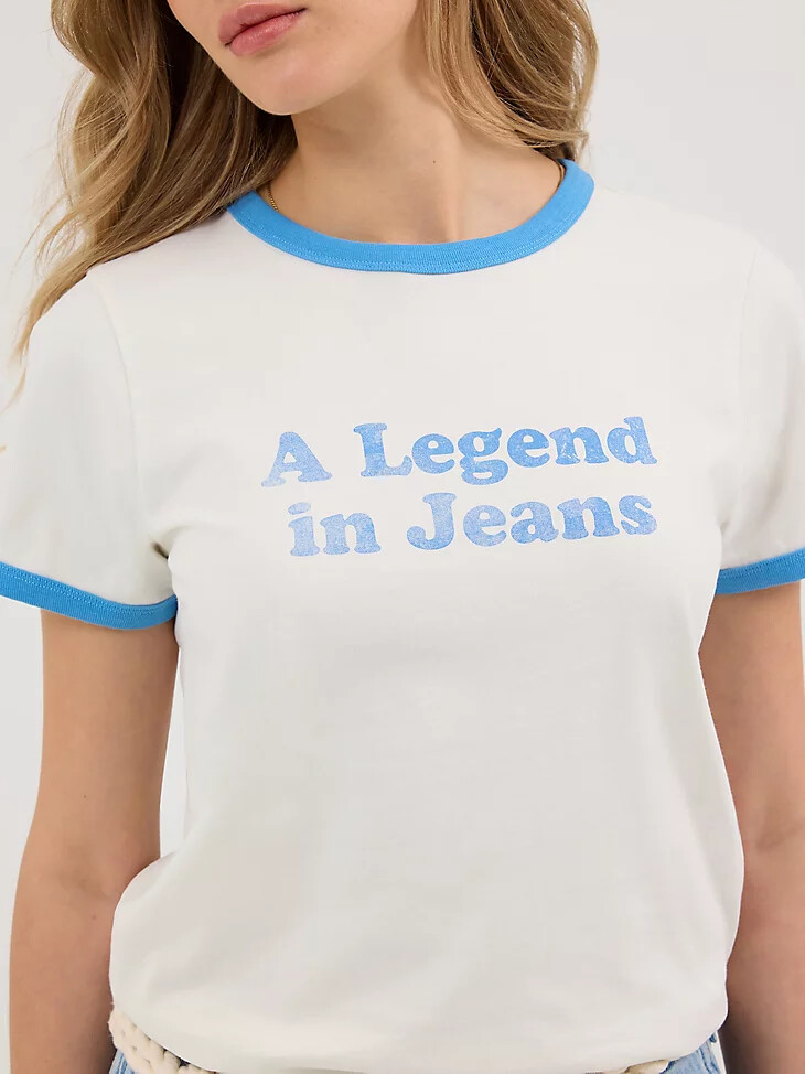 camiseta gráfica legend para mujer color blanco vintage
