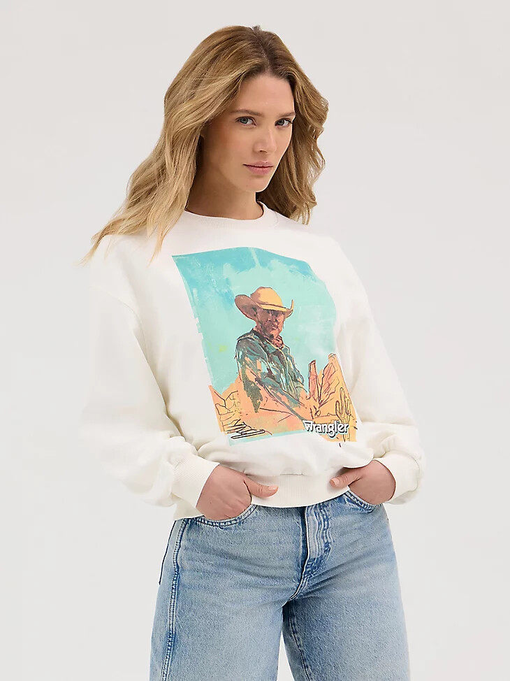 sudadera holgada con estampado vintage blanco para mujer