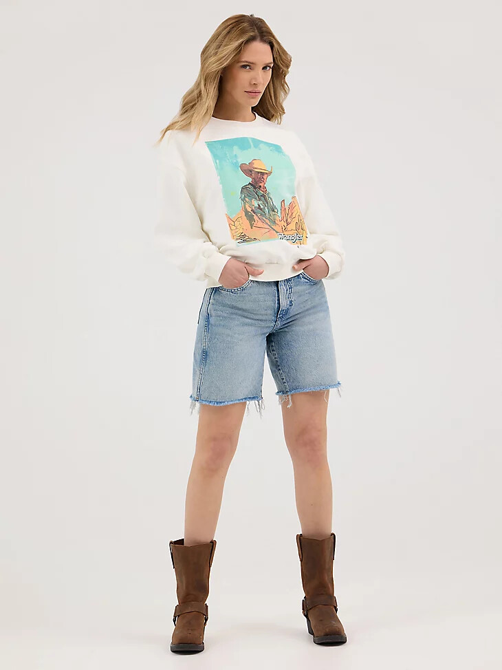 sudadera holgada con estampado vintage blanco para mujer