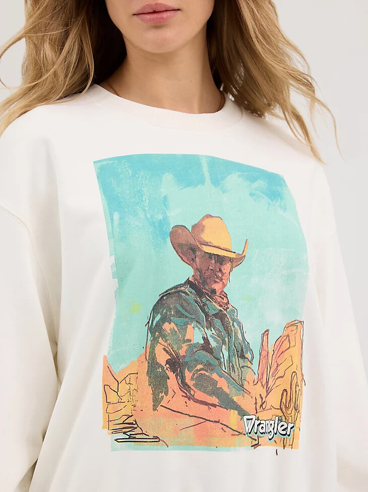 sudadera holgada con estampado vintage blanco para mujer
