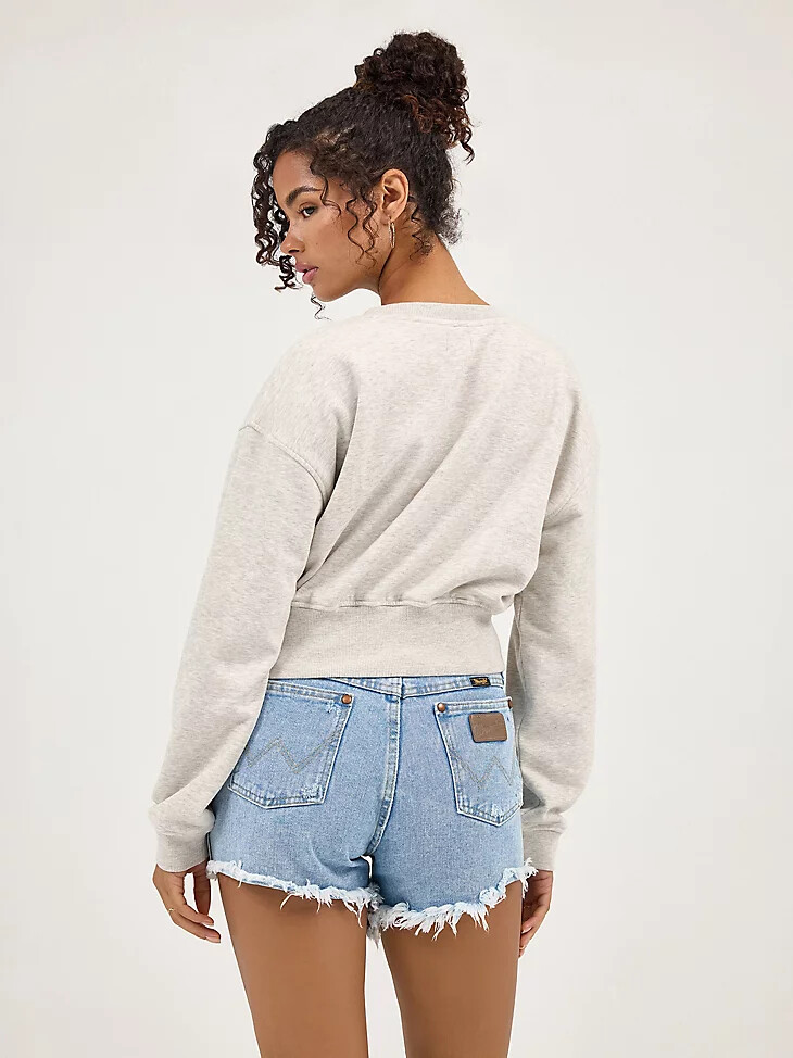 sudadera corta holgada para mujer estilo vintage blanco