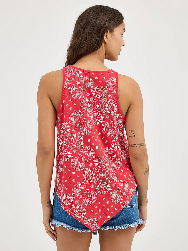 camiseta sin mangas wrangler con estampado de bandana para mujer roja