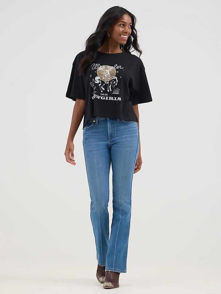 camiseta corta cuadrada negra wrangler x yellow rose de kendra scott