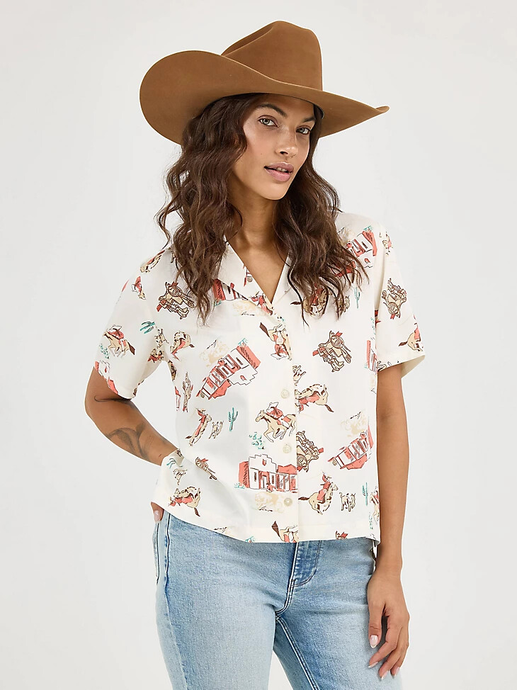 camisa vaquera wrangler retro para mujer scattered town