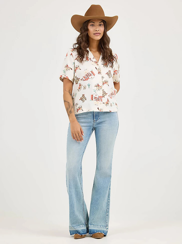 camisa vaquera wrangler retro para mujer scattered town