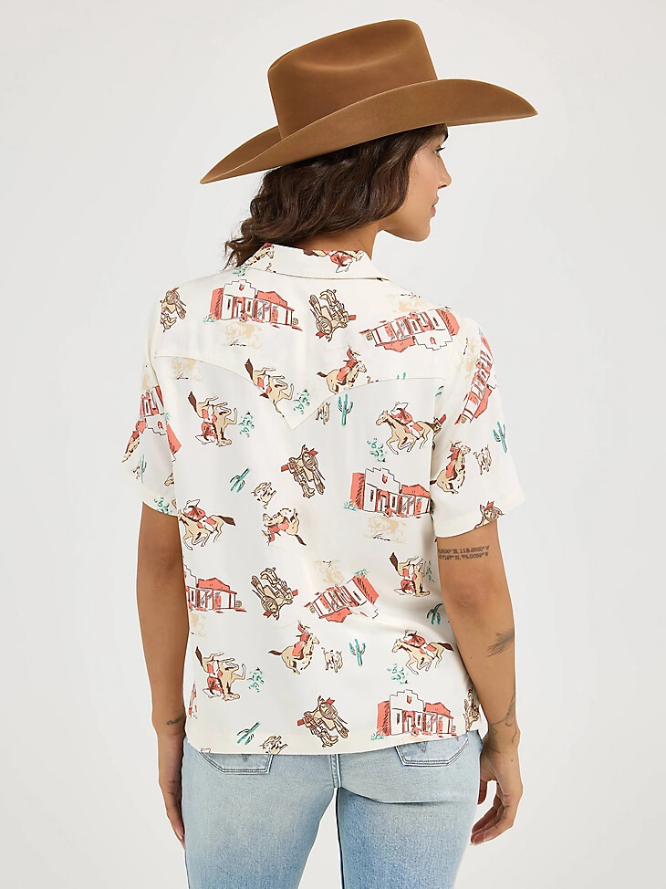 camisa vaquera wrangler retro para mujer scattered town