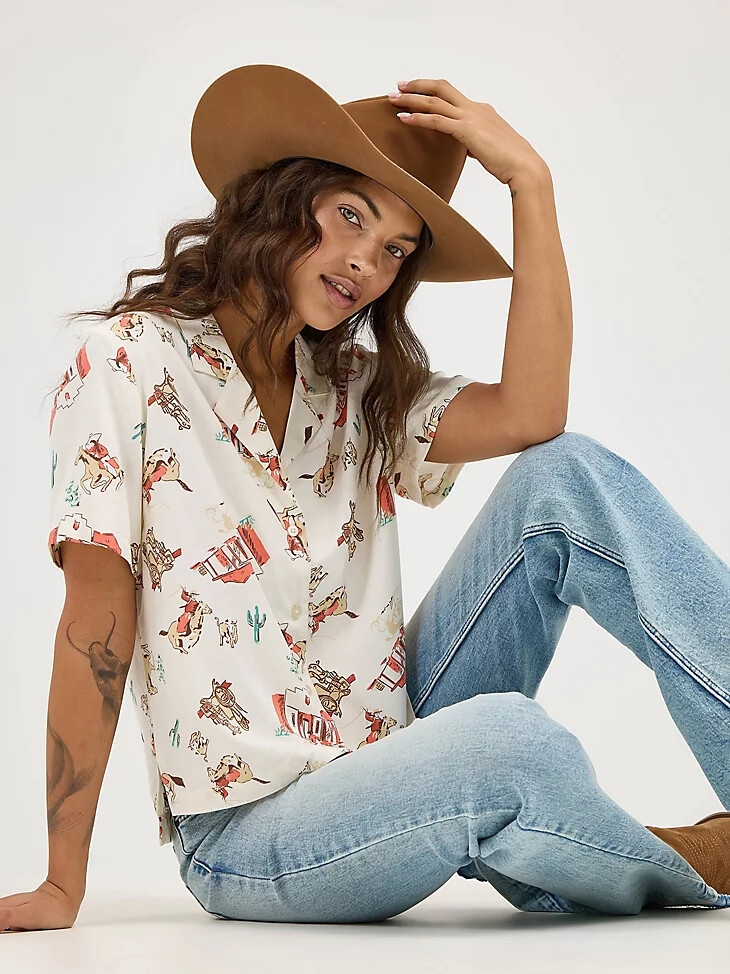 camisa vaquera wrangler retro para mujer scattered town