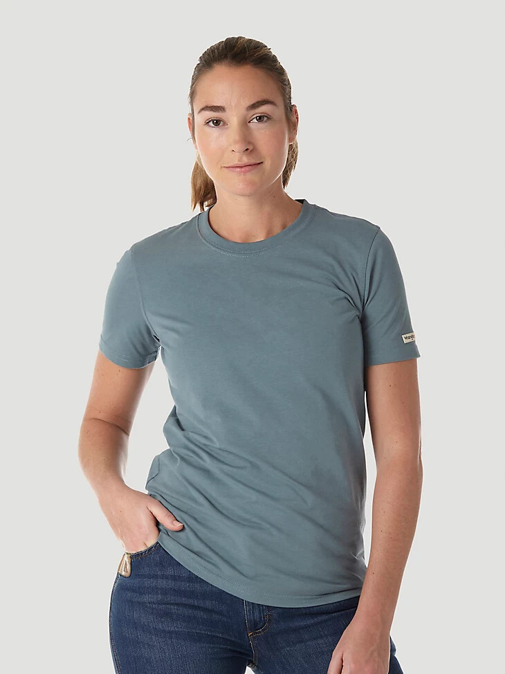 camiseta de manga corta wrangler riggs workwear para mujer color verde mar